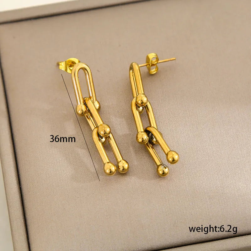 Streetwear 304 Stainless Steel 18K Gold Plated Bracelet /Earring