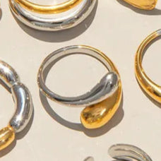Gold & Silver Gum Drop Geometric 304 Stainless Steel Plating Open Rings