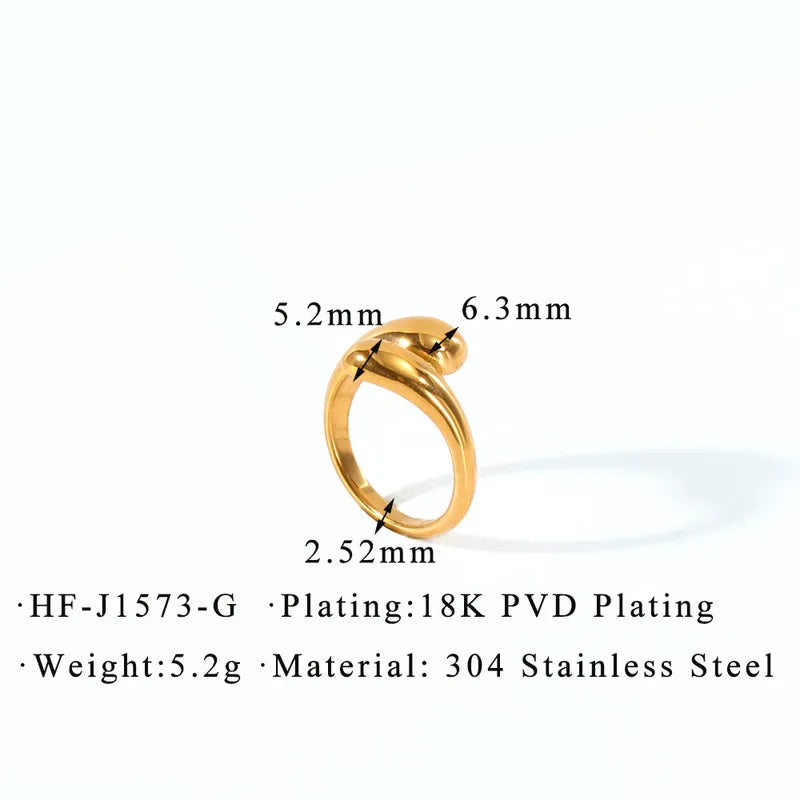 IG Style Basic Geometric 304 Stainless Steel 18K Gold Plated Plating Open Ring