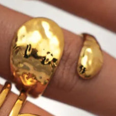 Gold Wrap Oval Ring Geometric 304 Stainless Steel 18K Gold Plated Geometric Open Rings