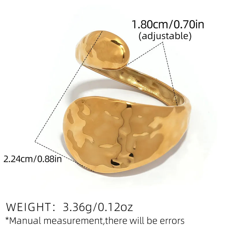 Gold Wrap Oval Ring Geometric 304 Stainless Steel 18K Gold Plated Geometric Open Rings