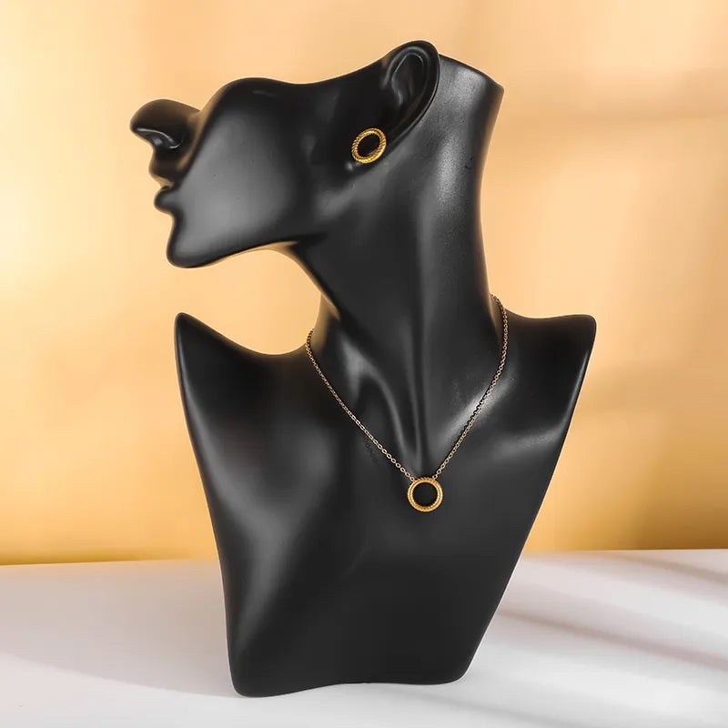 Rope Round 304 Stainless Steel 18K Gold Plated Earrings