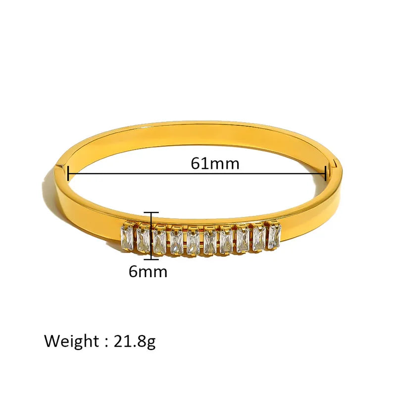 Simple Style Shiny Solid Color 316L Stainless Steel 18K Gold Plated Bangle