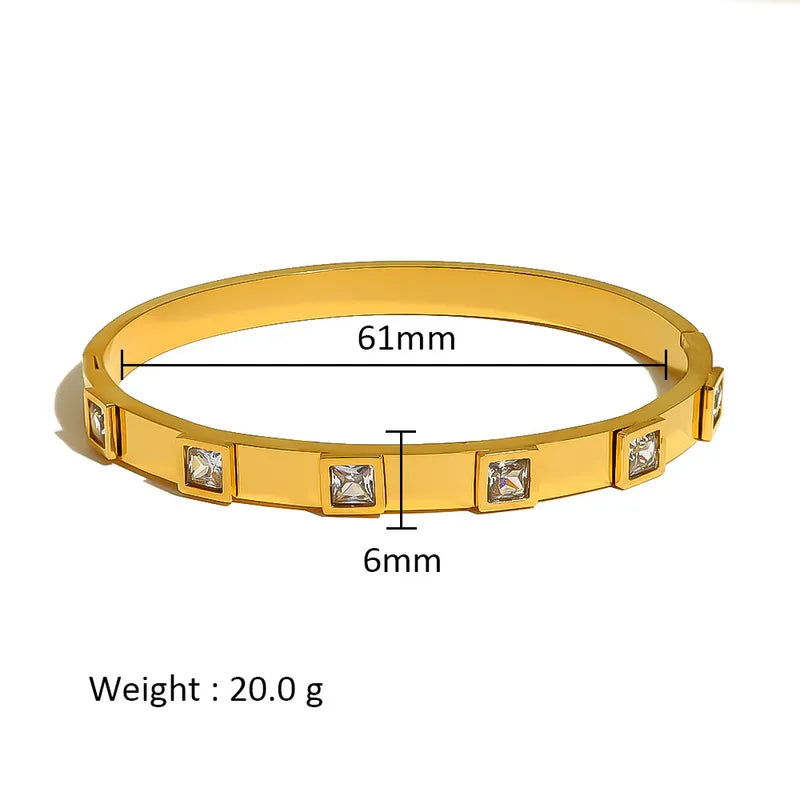 Simple Style Shiny Solid Color 316L Stainless Steel 18K Gold Plated Bangle