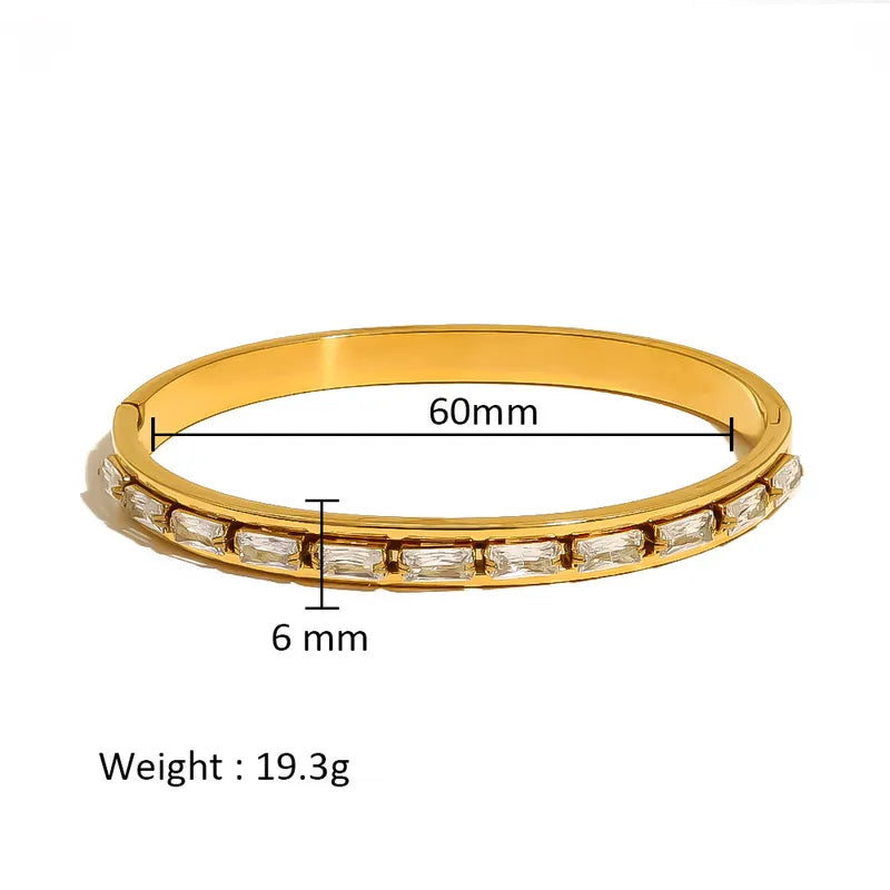 Simple Style Shiny Solid Color 316L Stainless Steel 18K Gold Plated Bangle