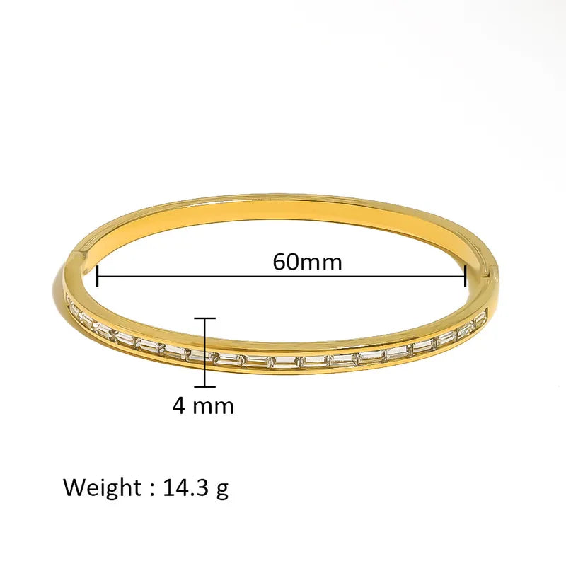 Simple Style Shiny Solid Color 316L Stainless Steel 18K Gold Plated Bangle
