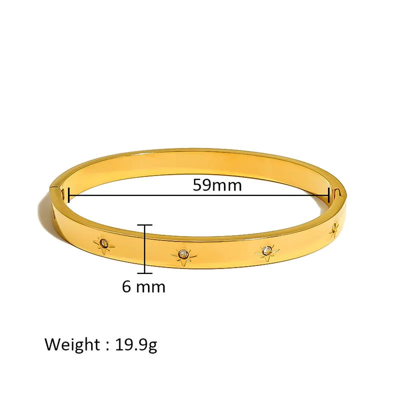 Simple Style Shiny Solid Color 316L Stainless Steel 18K Gold Plated Bangle