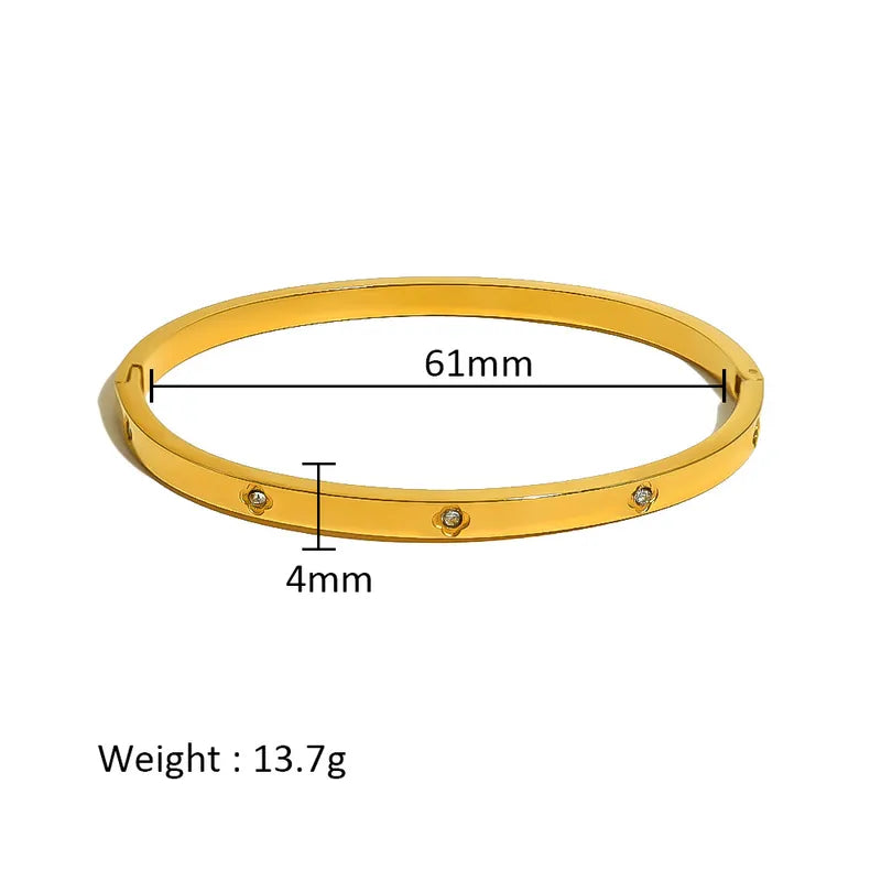 Simple Style Shiny Solid Color 316L Stainless Steel 18K Gold Plated Bangle