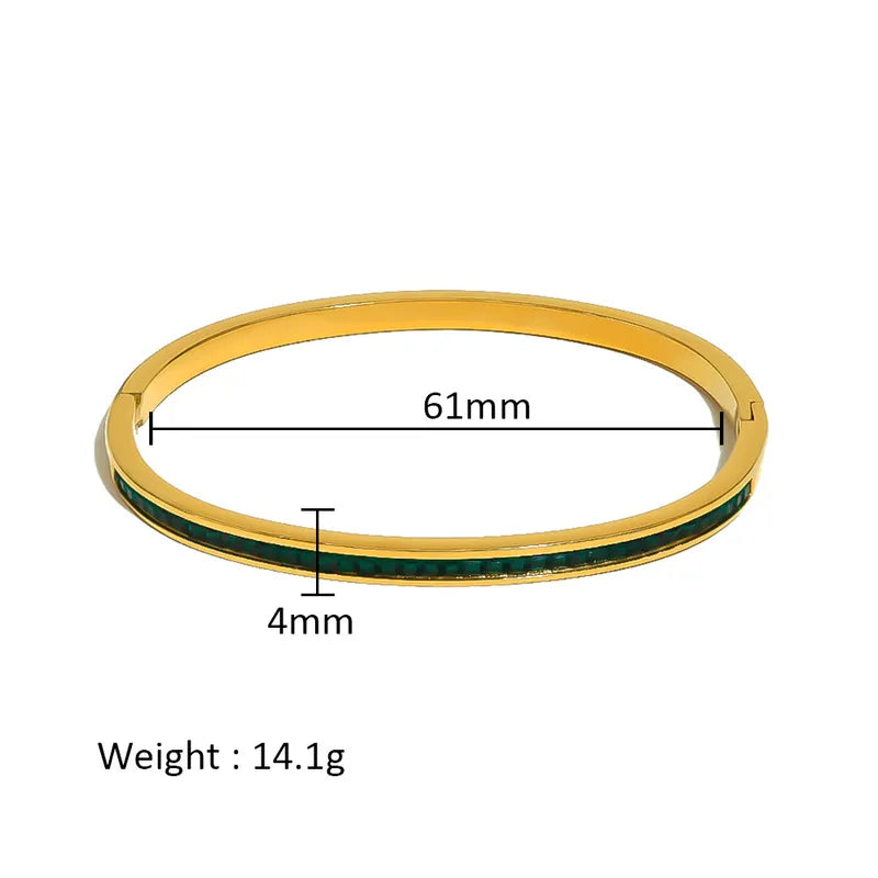 Simple Style Shiny Solid Color 316L Stainless Steel 18K Gold Plated Bangle