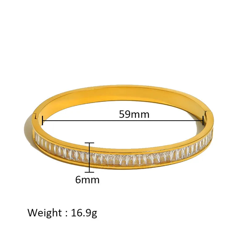 Simple Style Shiny Solid Color 316L Stainless Steel 18K Gold Plated Bangle