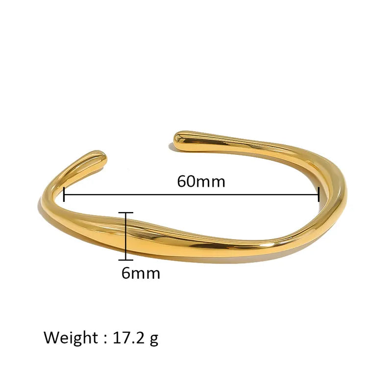 Simple Style Shiny Solid Color 316L Stainless Steel 18K Gold Plated Bangle