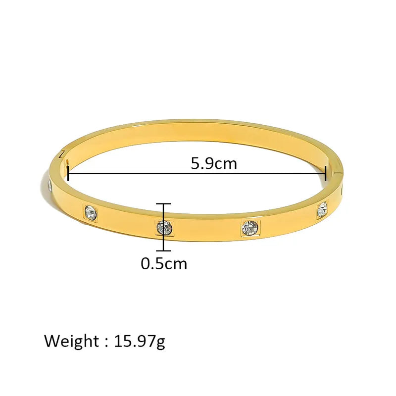 Simple Style Shiny Solid Color 316L Stainless Steel 18K Gold Plated Bangle