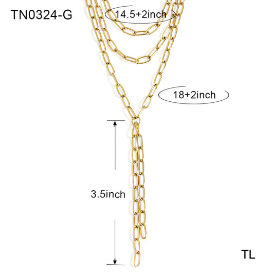 Modern style simple style solid color stainless steel plating three-dimensional 18k gold plated women's three layer necklace