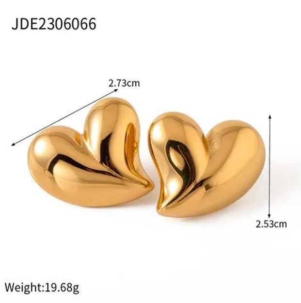 Heart Shape Stainless Steel Plating 18K Gold Plated Earring