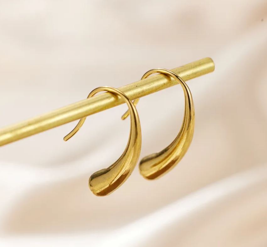 Simple Style Water Droplets Plating Stainless Steel 18K Gold Plated Ear Studs