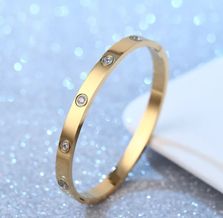 Diamond Stud Titanium Steel Zircon Bangle