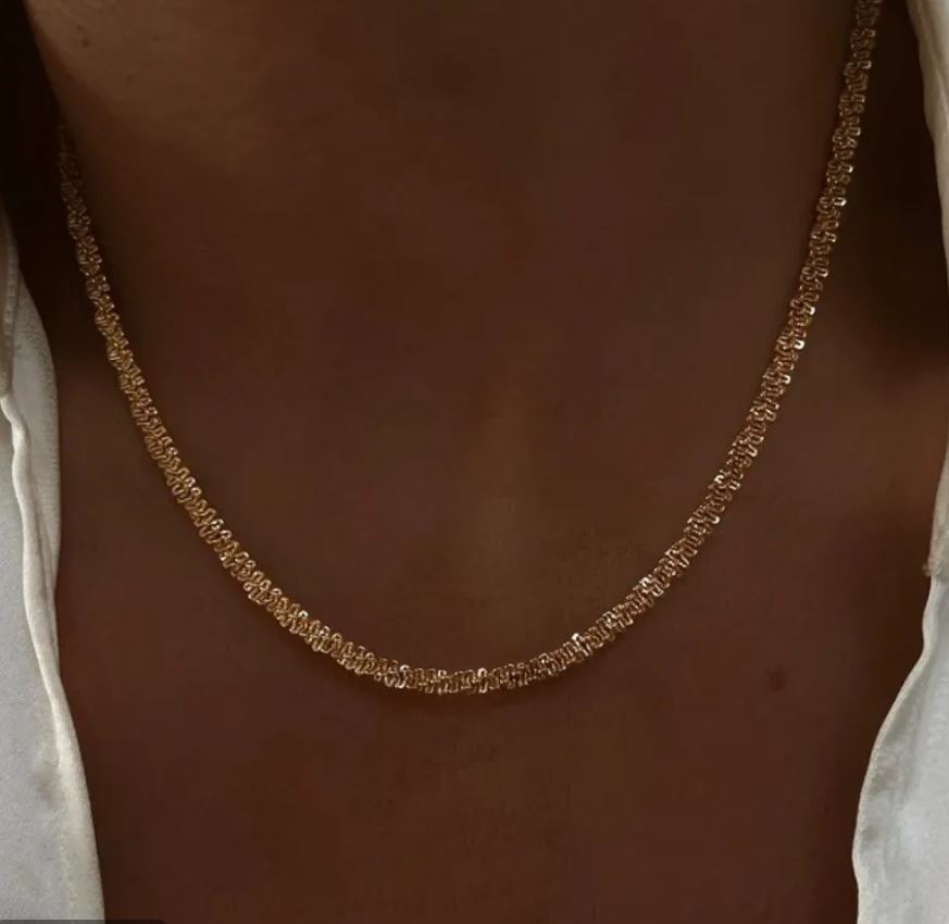 Cauliflower Style Stainless Steel Inlay 18K Gold Plated Necklace