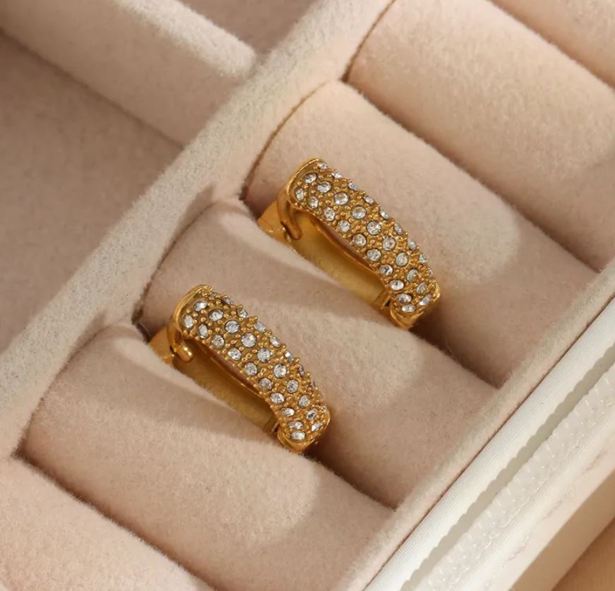 Diamond Lady Stainless Steel Hoop Earrings Plating Zircon Stainless Steel Earrings