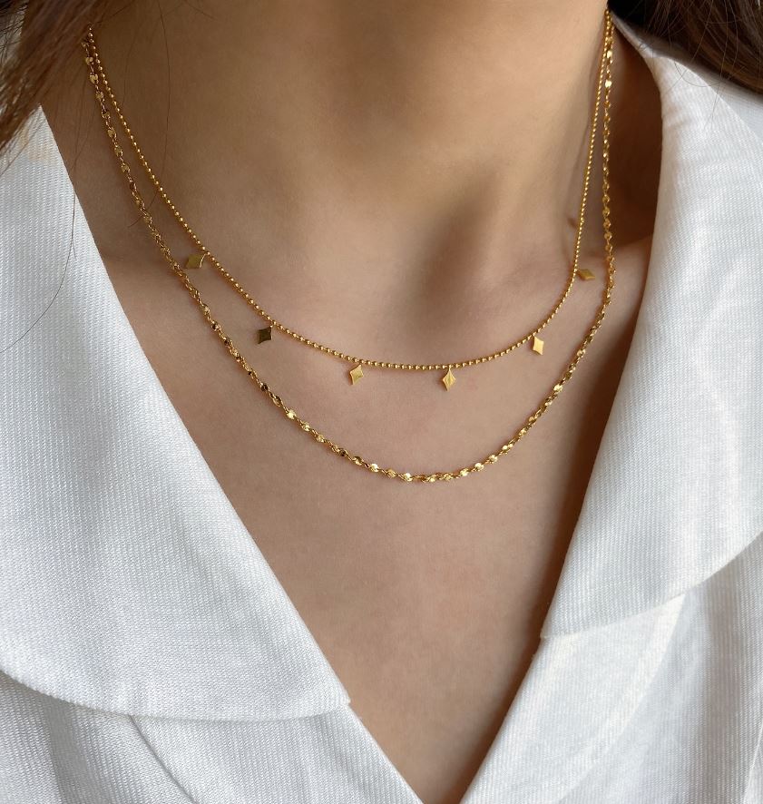 Star Titanium Steel Plating Double Layered Necklace