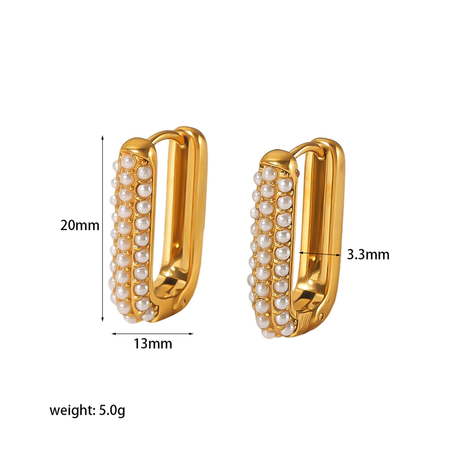 We Love Cubic Zirconia Stainless Steel Pearl Zircon 18K Gold Plated Ear Studs