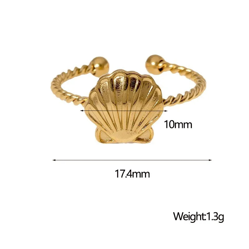 18K Gold Plated Shell 304 Stainless Steel IG Style Waterproof Non Tarnish Open Ring
