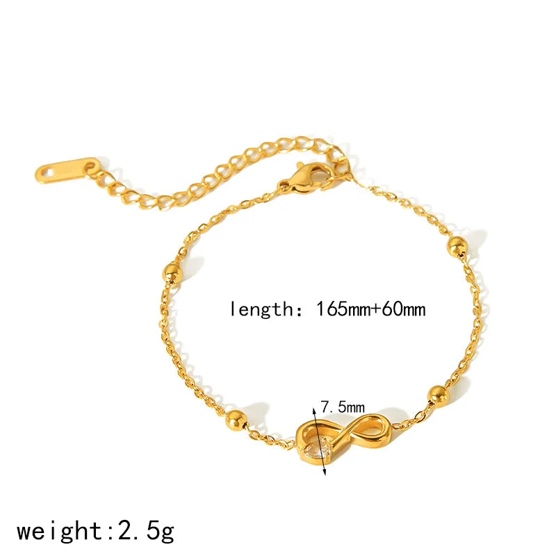 Simple Style Geometric 304 Stainless Steel 18K Gold Plated Artificial Pearls Zircon Bracelets