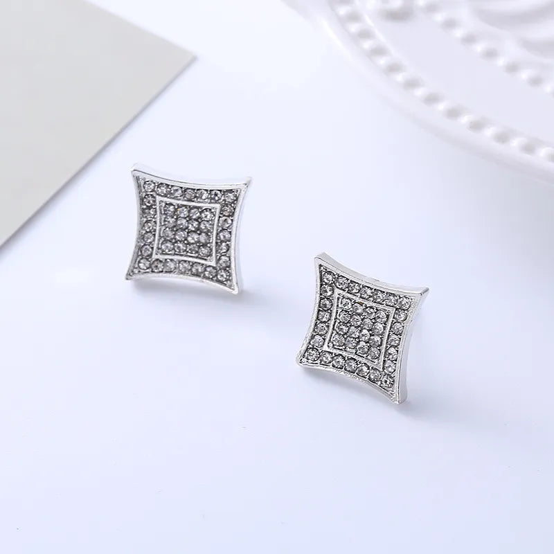 Pair Simple Style Commute Round Square Titanium Steel Ear Studs