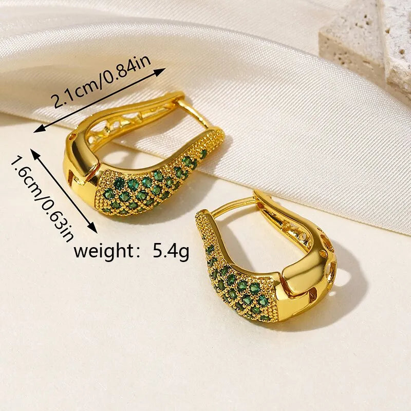 French Style Heart Shape Stainless Steel Plating Inlay Zircon Gold Plated Pendant Earring