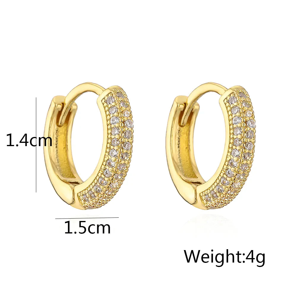 Geometric Gold Plated Copper Zircon Gold Plated Hoop Earrings