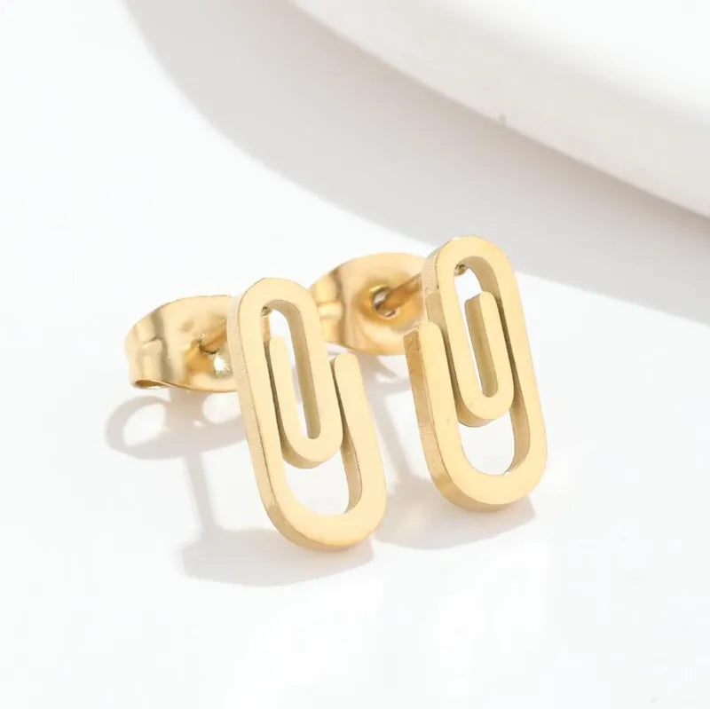 Geometric Plating 304 Stainless Steel 18K Gold Plated Ear Studs