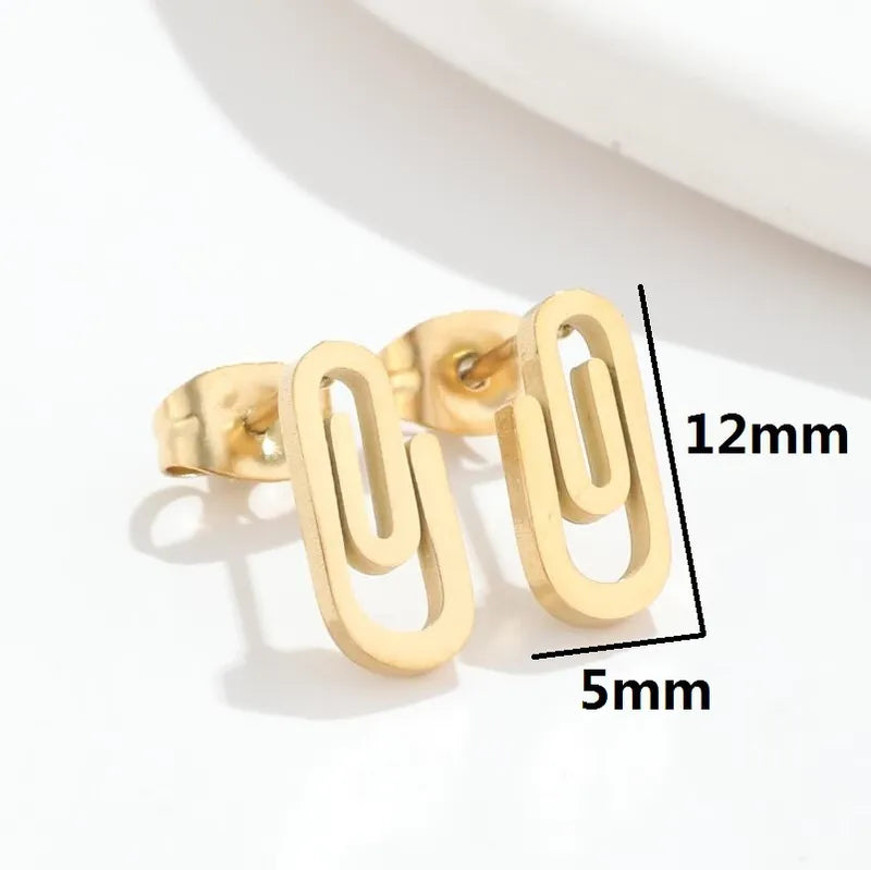 Geometric Plating 304 Stainless Steel 18K Gold Plated Ear Studs