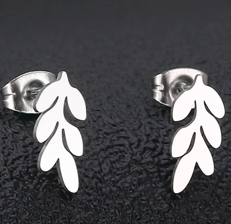 Fashion Leaves 304 Stainless Steel 18K Gold Plated Ear Studs