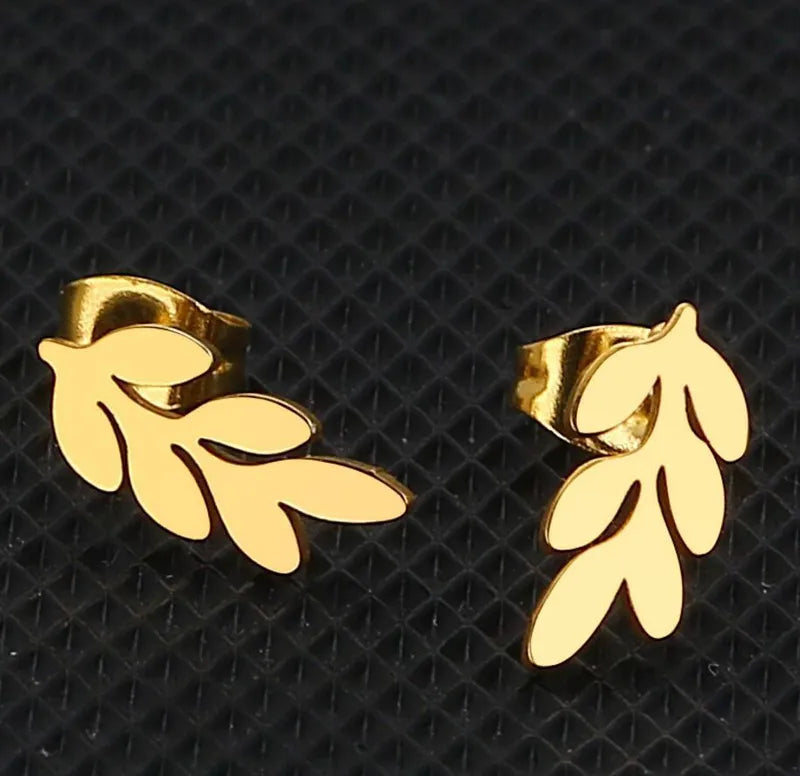 Fashion Leaves 304 Stainless Steel 18K Gold Plated Ear Studs