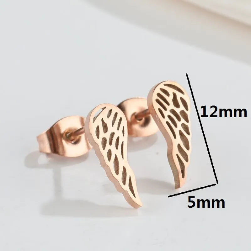 Fashion Wings Plating 304 Stainless Steel 18K Gold Plated Ear Studs