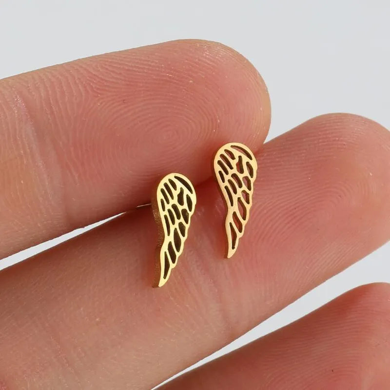 Fashion Wings Plating 304 Stainless Steel 18K Gold Plated Ear Studs