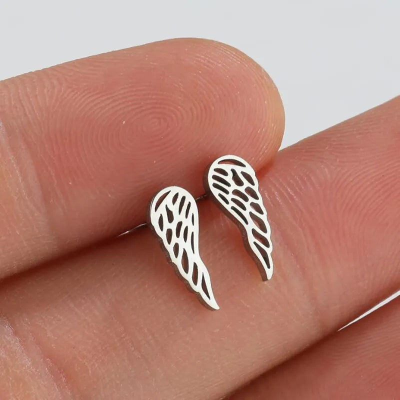 Fashion Wings Plating 304 Stainless Steel 18K Gold Plated Ear Studs