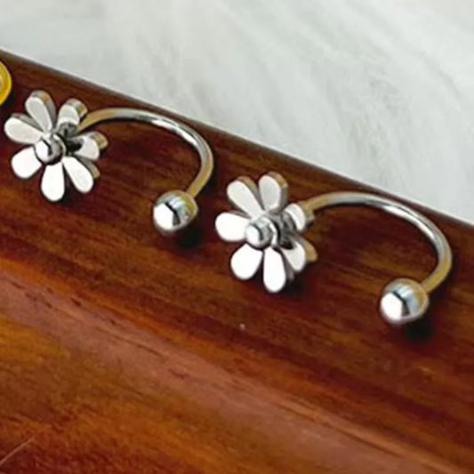 Flower Cute Silver Daisy 304 Stainless Steel 18K Gold Plated Earrings Ear Studs