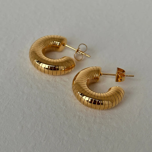 C Shape 304 Stainless Steel 18K Gold Plated Ear Stud