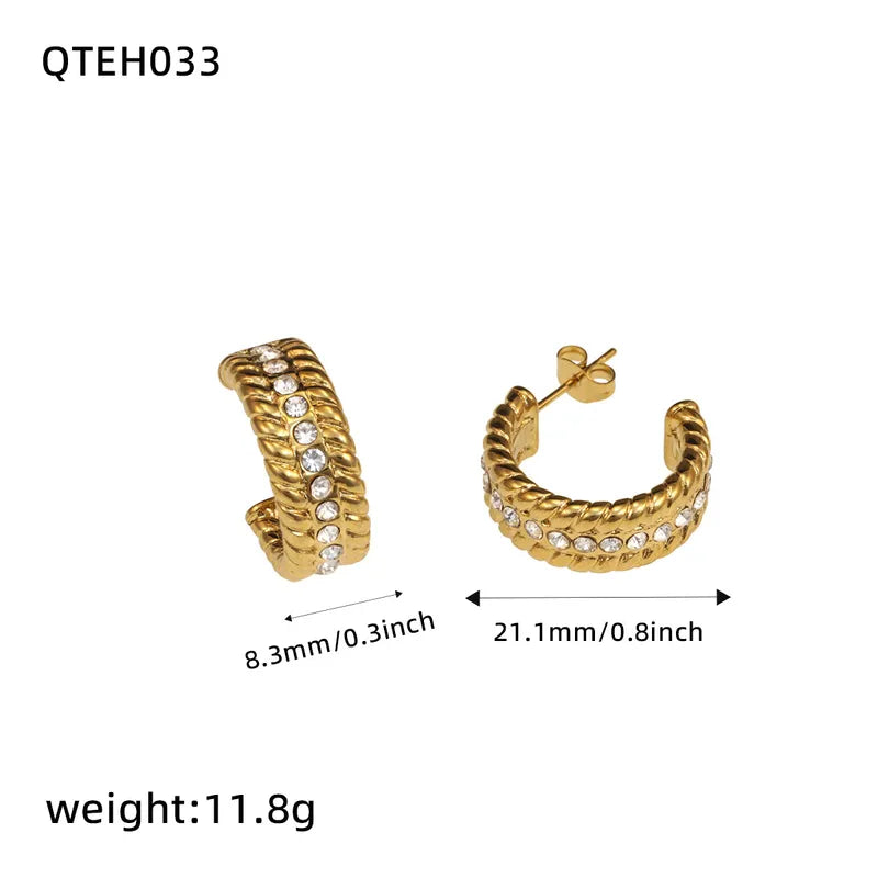 IG Style Geometric 304 Stainless Steel 18K Gold Plated Ear Studs