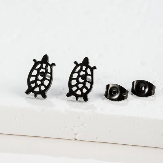 Black Turtle Ear Studs