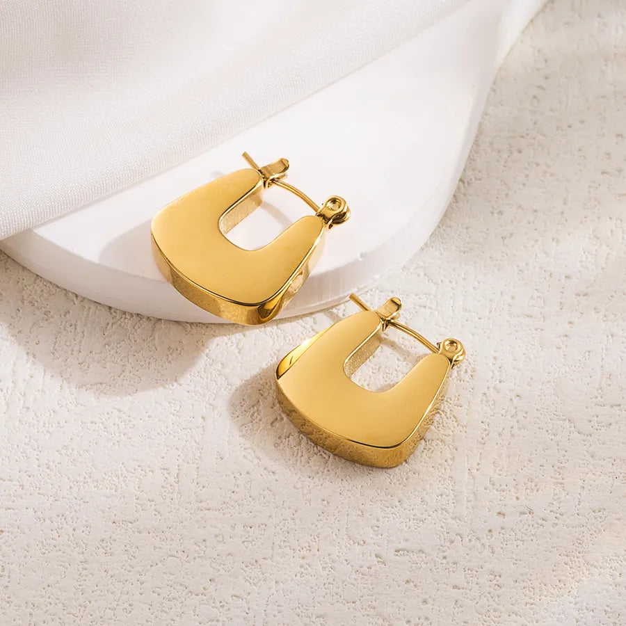 Ig Style Basic Cool Style Solid Color Plating Stainless Steel 18k Gold Plated Earrings