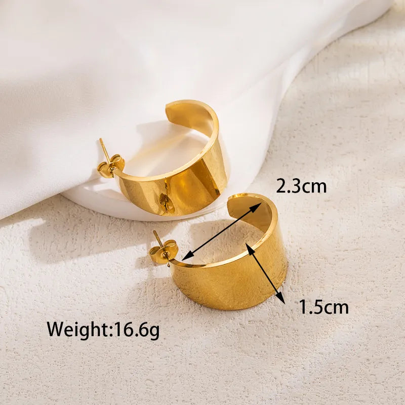 Ig Style Basic Cool Style Solid Color Plating Stainless Steel 18k Gold Plated Earrings