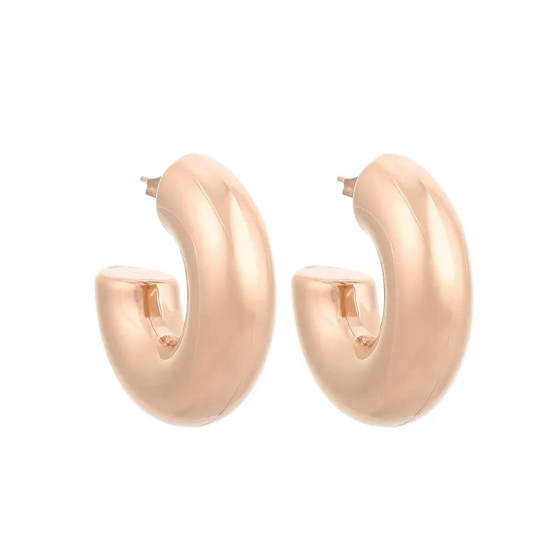 Modern Style Simple Style Solid Color Plating Stainless Steel 18K Gold Plated Earrings