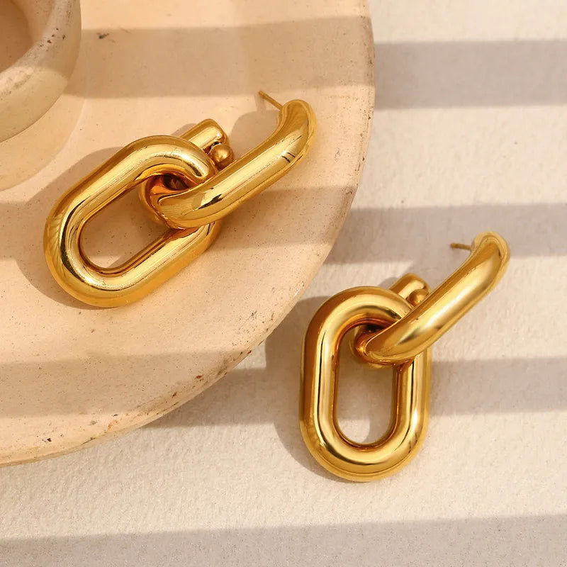 Hollow Drop Loop304 Stainless Steel 18K Gold Plated Drop Earrings