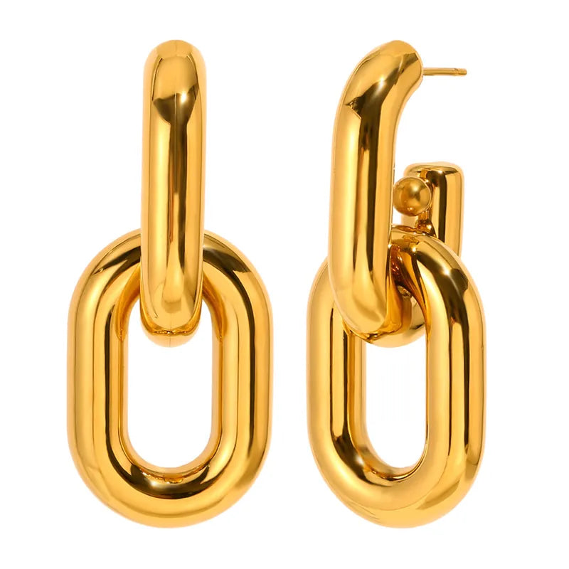 Hollow Drop Loop304 Stainless Steel 18K Gold Plated Drop Earrings