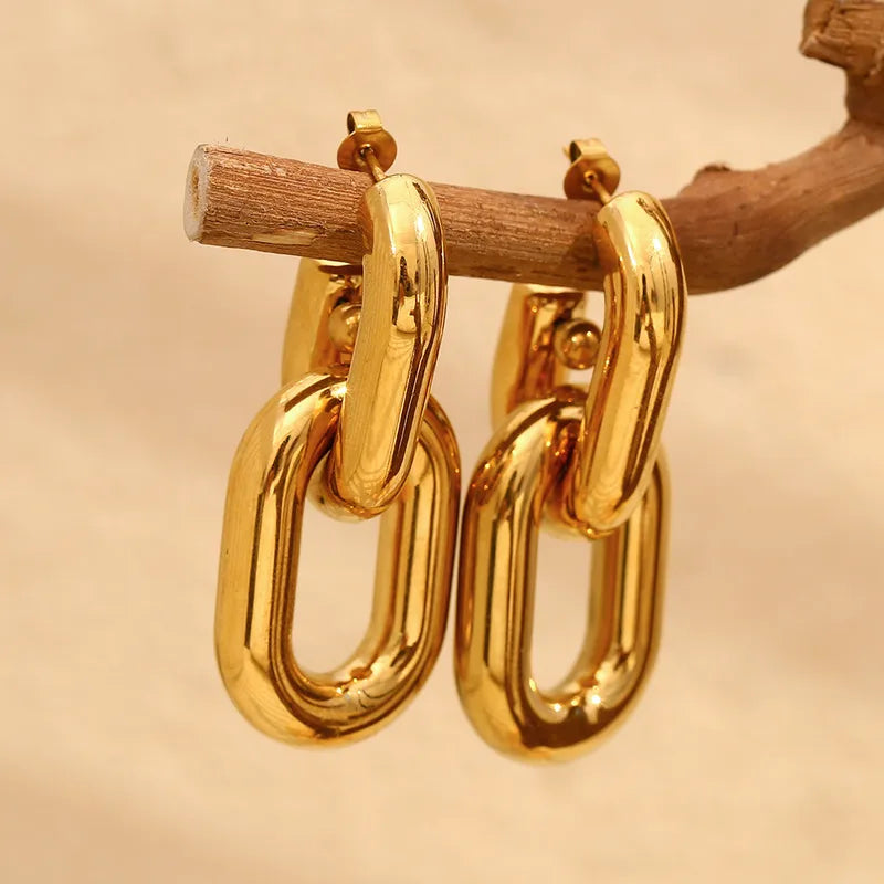 Hollow Drop Loop304 Stainless Steel 18K Gold Plated Drop Earrings