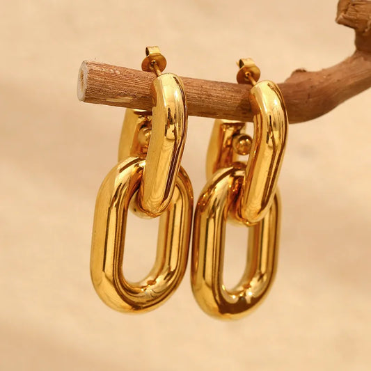 Hollow Drop Loop304 Stainless Steel 18K Gold Plated Drop Earrings