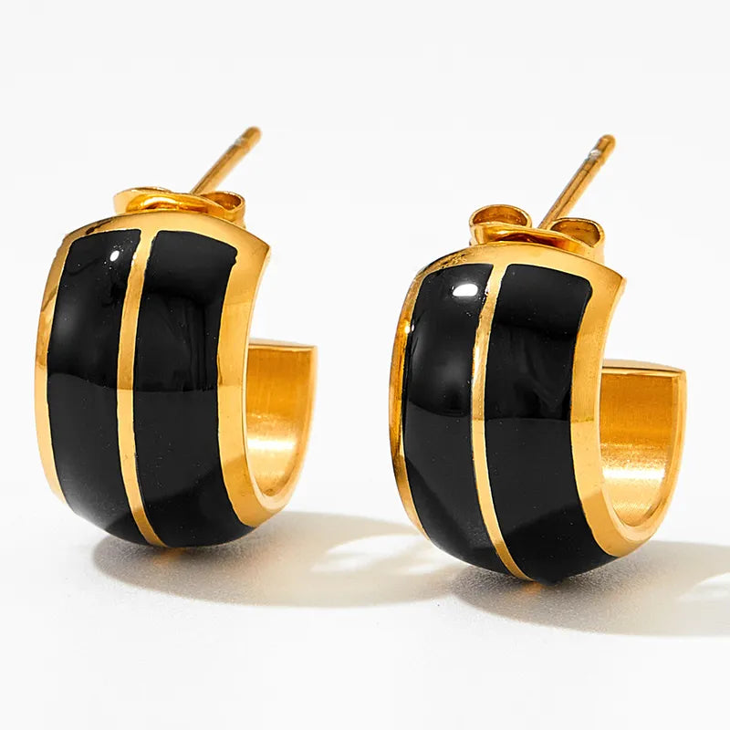 Retro geometric stainless steel plating earrings