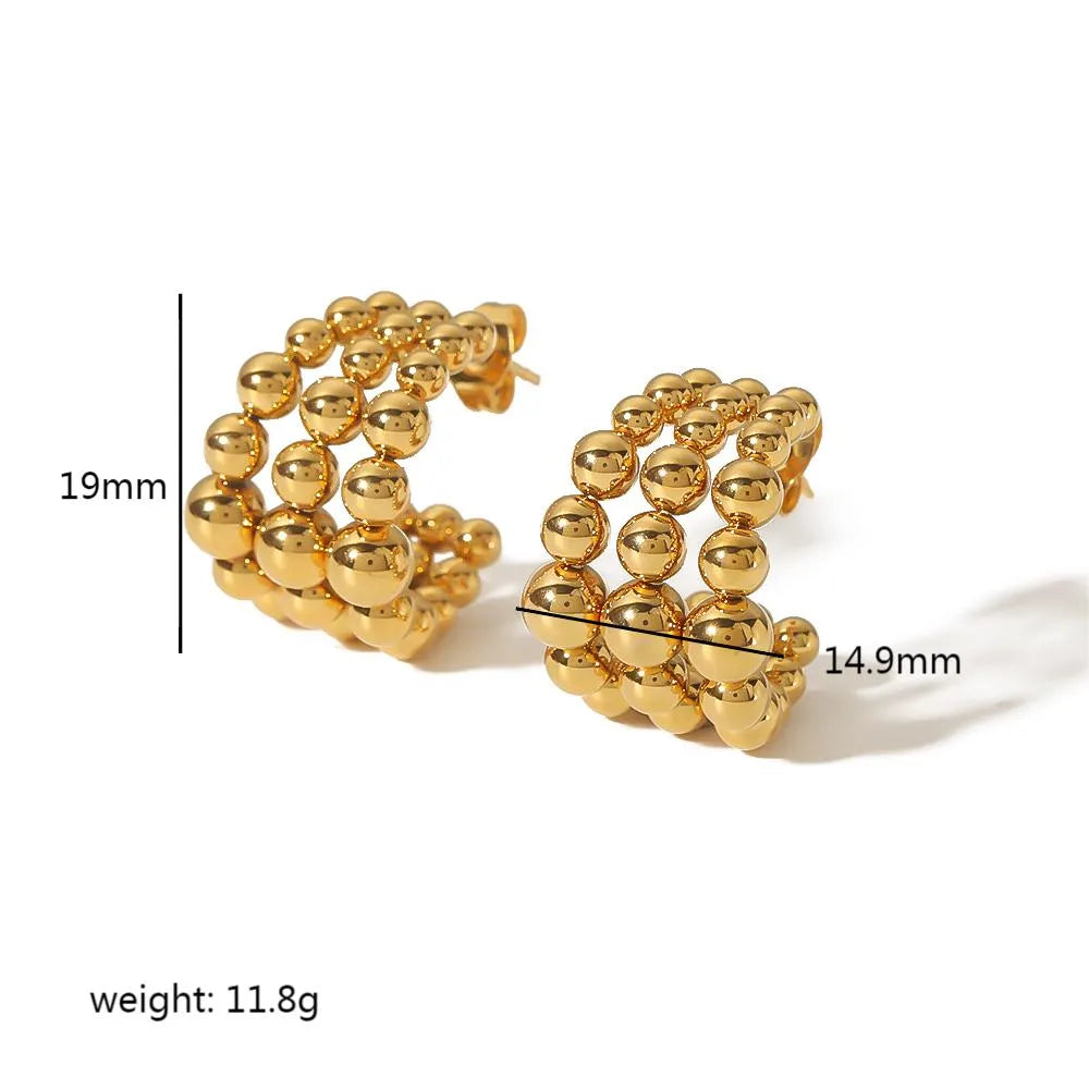 C Shape Polishing Plating Stainless Steel 18K Gold Plated Ear Studs