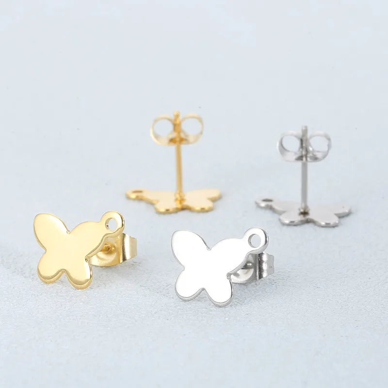 Butterfly Plating Stainless Steel 18K Gold Plated Ear Studs